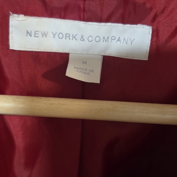 NEW YORK & COMPANY Red Pea Coat - Picture 3 of 8